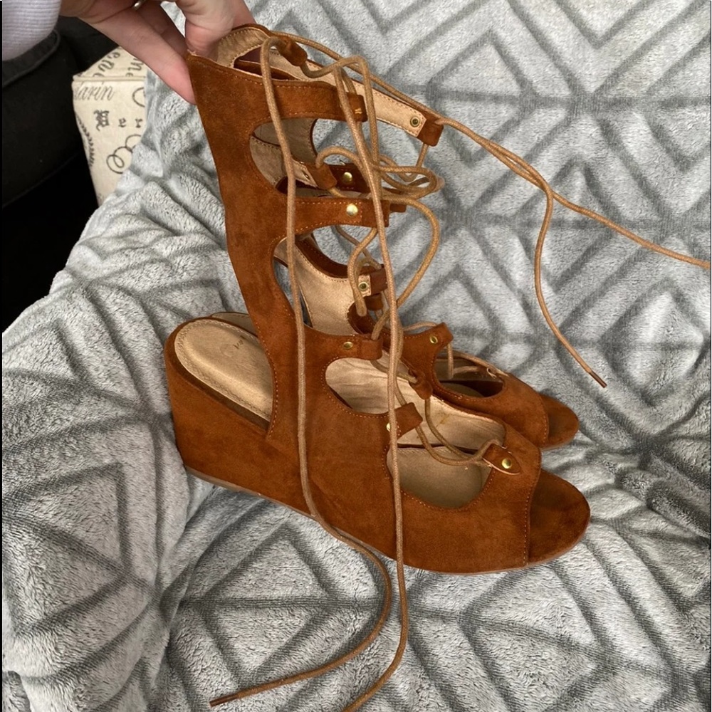 Lace up wedges